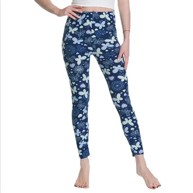 Women High Waist Cartoon Comic Print Leggings