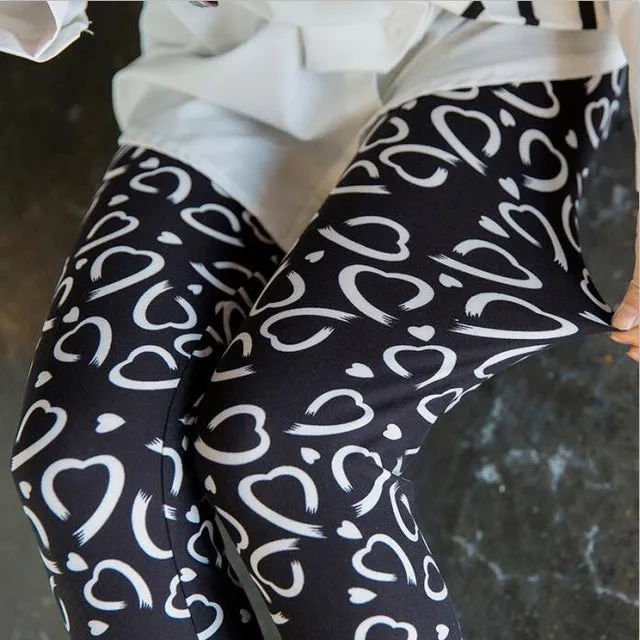 Women High Waist Cartoon Comic Print Leggings