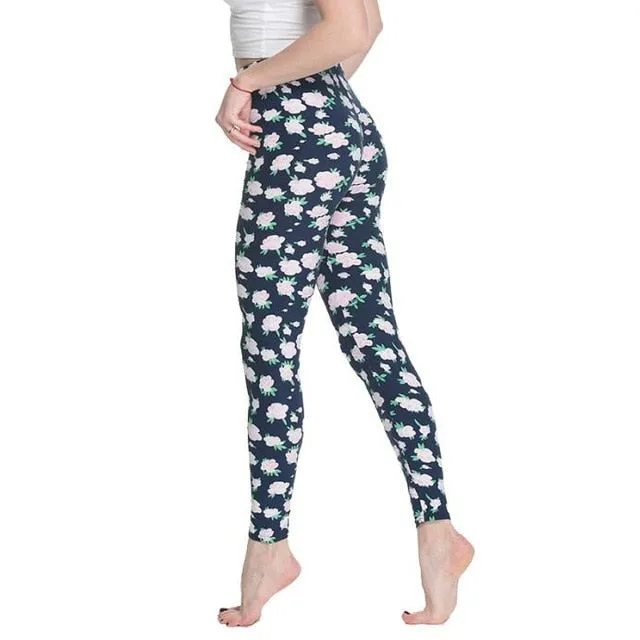 Women High Waist Cartoon Comic Print Leggings