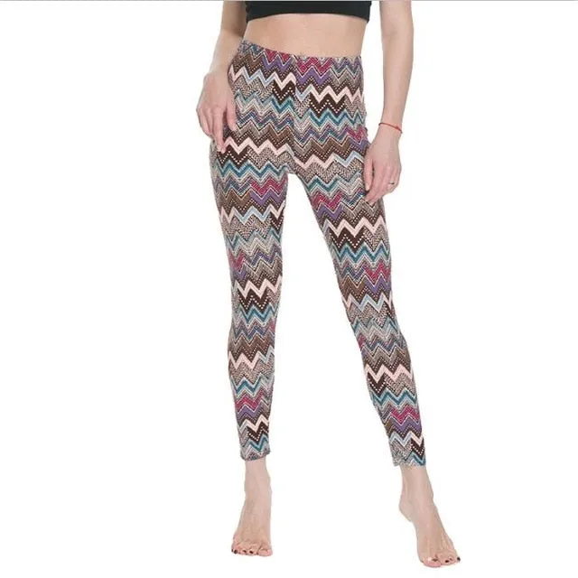 Women High Waist Cartoon Comic Print Leggings