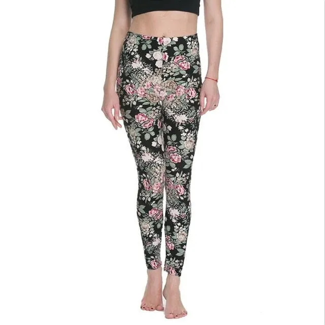 Women High Waist Cartoon Comic Print Leggings