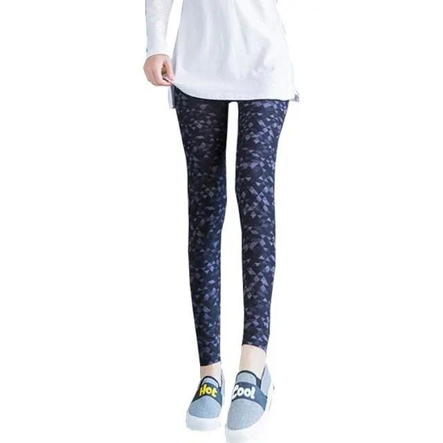 Women High Waist Cartoon Comic Print Leggings