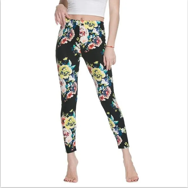 Women High Waist Cartoon Comic Print Leggings