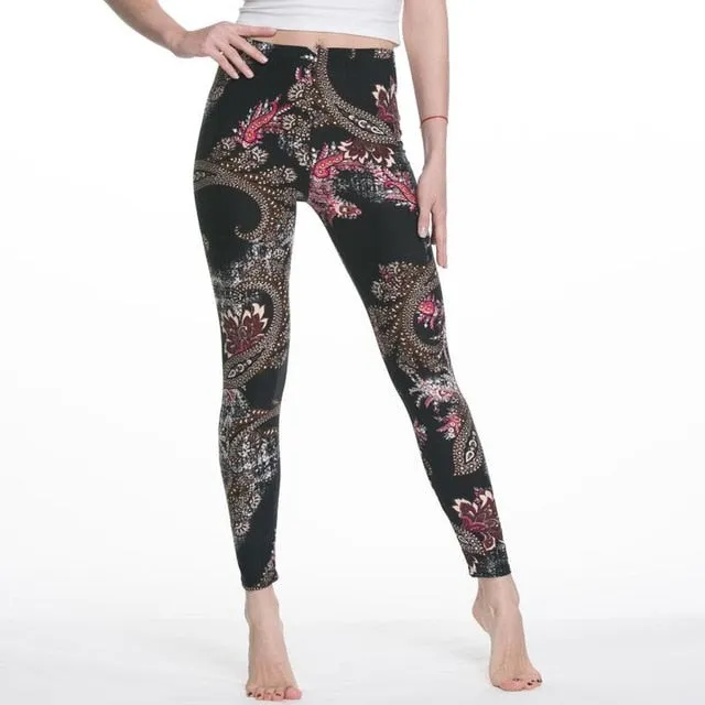 Women High Waist Cartoon Comic Print Leggings