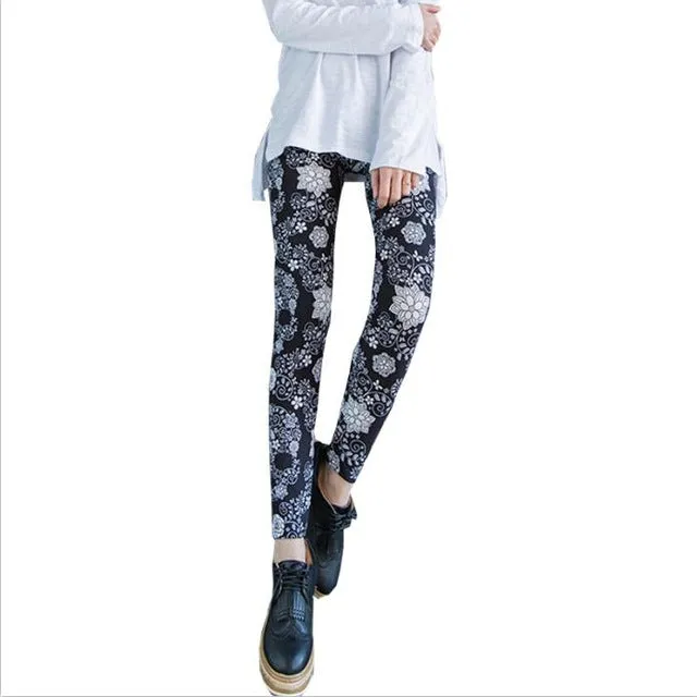 Women High Waist Cartoon Comic Print Leggings