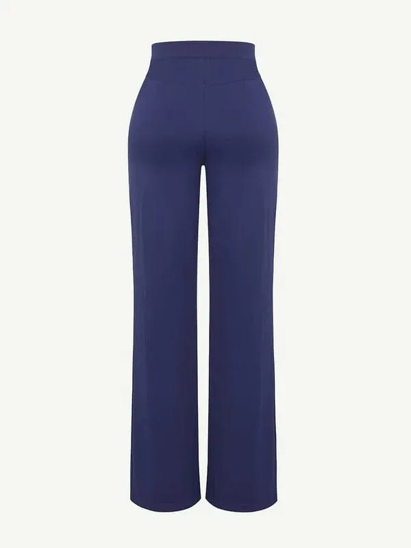 Women Straight Leg Pants with Built-In Shapewear Shorts