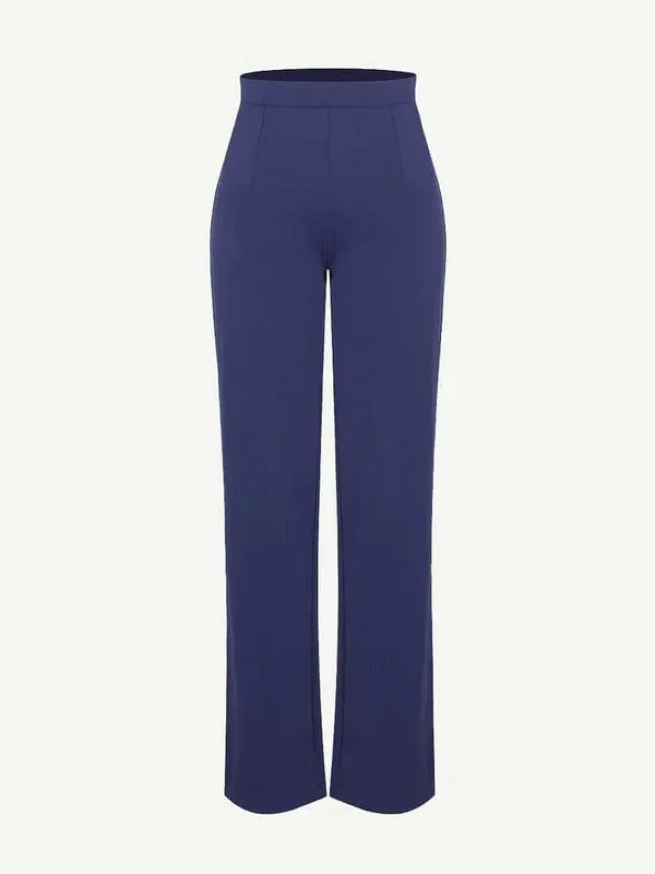 Women Straight Leg Pants with Built-In Shapewear Shorts
