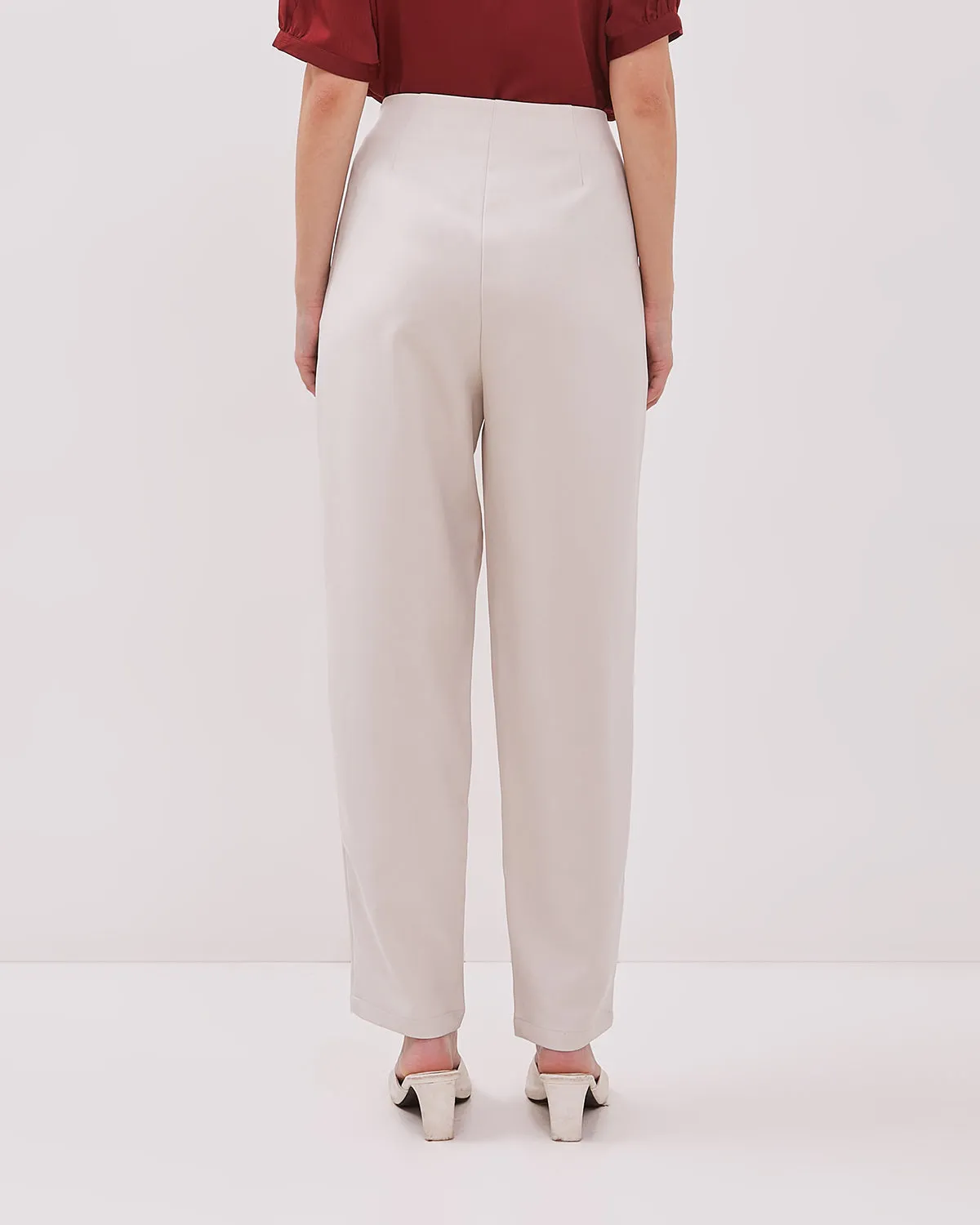 Women's Cream High Waist Trousers