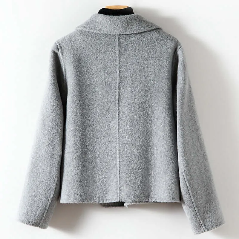 Women's Wool Blend Coat with Polo Collar