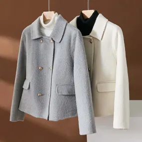 Women's Wool Blend Coat with Polo Collar