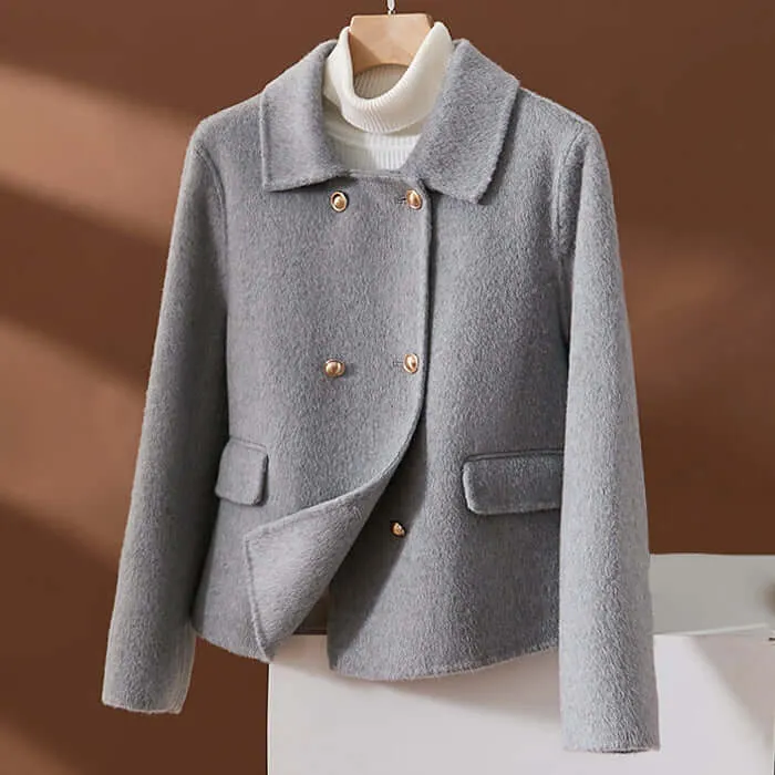 Women's Wool Blend Coat with Polo Collar